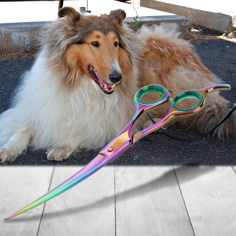 Sharf Rainbow 8.5 Inch Curved Dog Grooming Scissors - Trusted Brand - Premium Steel Professional Dog Grooming Scissors - Ergonomic Design - Image 5